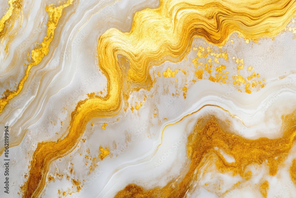 Abstract Swirling Pattern of White and Gold Abstract Swirling Pattern of White and Gold