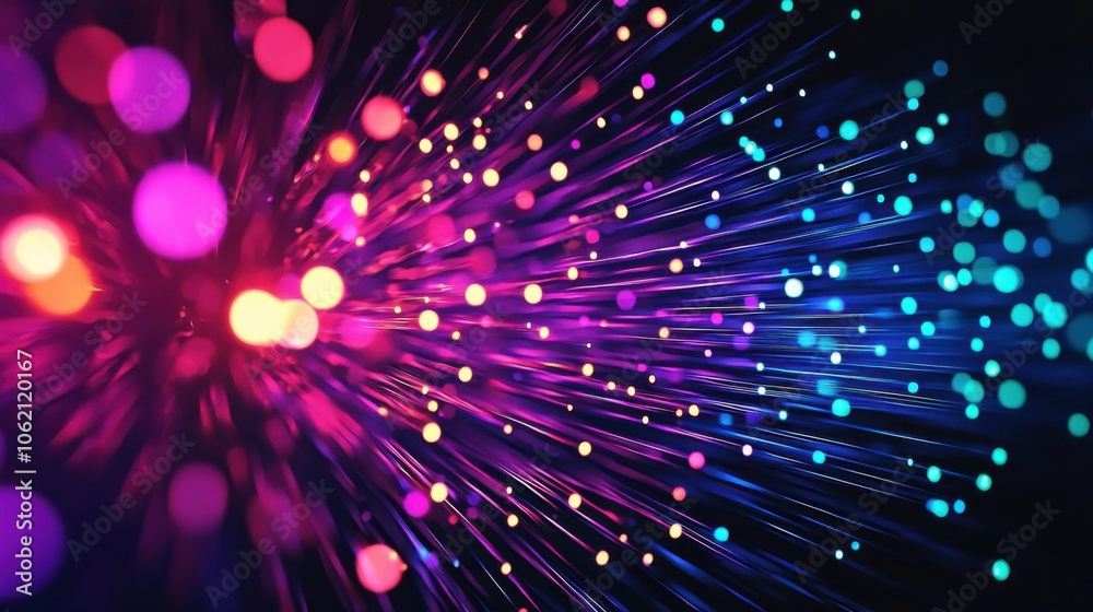 Colorful light bursts on a dark background, creating an abstract visual effect. Colorful light bursts on a dark background, creating an abstract visual effect.