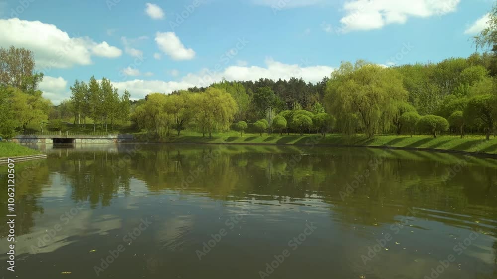 Aerial drone view of the river and green forests, landscape on a summer day Aerial drone view of the river and green forests, landscape on a summer day