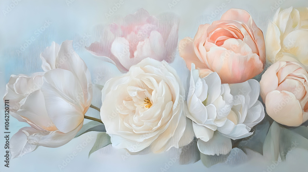 A close-up of creamy white roses in full bloom, symbolizing purity and elegance, arranged against a soft, blurred background.
A close-up of creamy white roses in full bloom, symbolizing purity and elegance, arranged against a soft, blurred background.