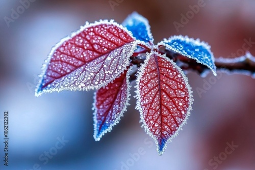 Minimalist depiction of frost on a window corner, capturing the quiet and understated beauty of winter mornings in a clean design, symbolizing purity and grace photo