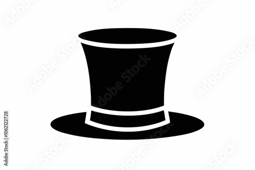 Top hat vector icon, Top hat silhouette, Classic retro top hat vector illustration