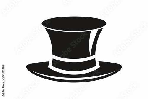 Top hat vector icon, Top hat silhouette, Classic retro top hat vector illustration