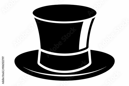 Top hat vector icon, Top hat silhouette, Classic retro top hat vector illustration