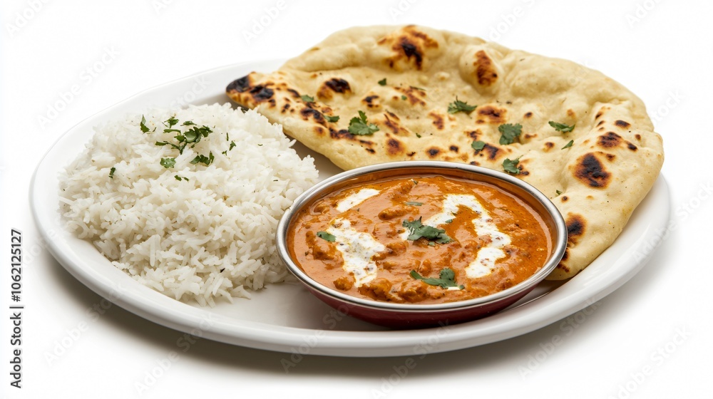 Indian Curry with Naan and Rice Indian Curry with Naan and Rice