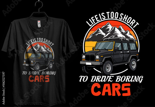 "Car T-Shirt Design Vector Illustration – Trendy Graphic for Auto Enthusiasts"

