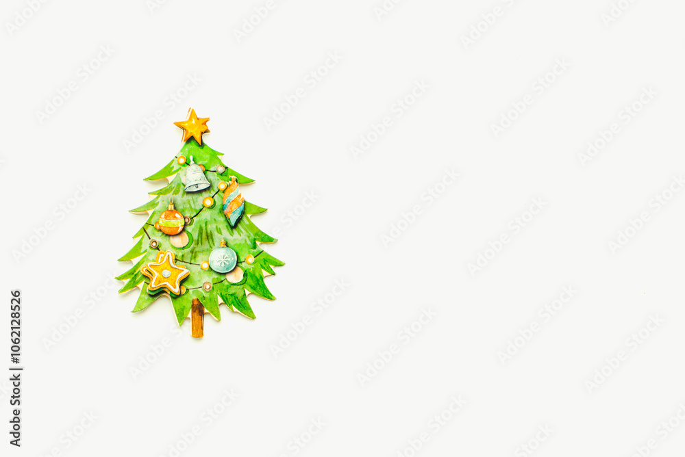Christmas tree. Decorated tree. New Year tree on a white background. Christmas tree. Decorated tree. New Year tree on a white background.