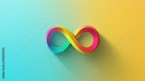 Rainbow-colored infinity symbol, representing infinite possibilities through, Vector illustration.