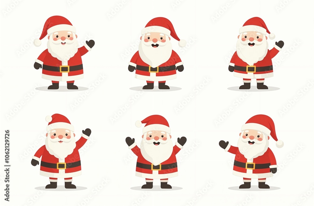 Santa Claus Icons in Red Suit, Christmas Pattern for New Year Card Santa Claus Icons in Red Suit, Christmas Pattern for New Year Card