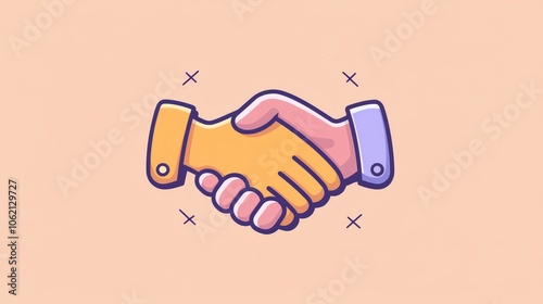 Wallpaper Mural Handshake in flat illustration style, symbolizing business partnerships and collaboration in a modern style. Torontodigital.ca