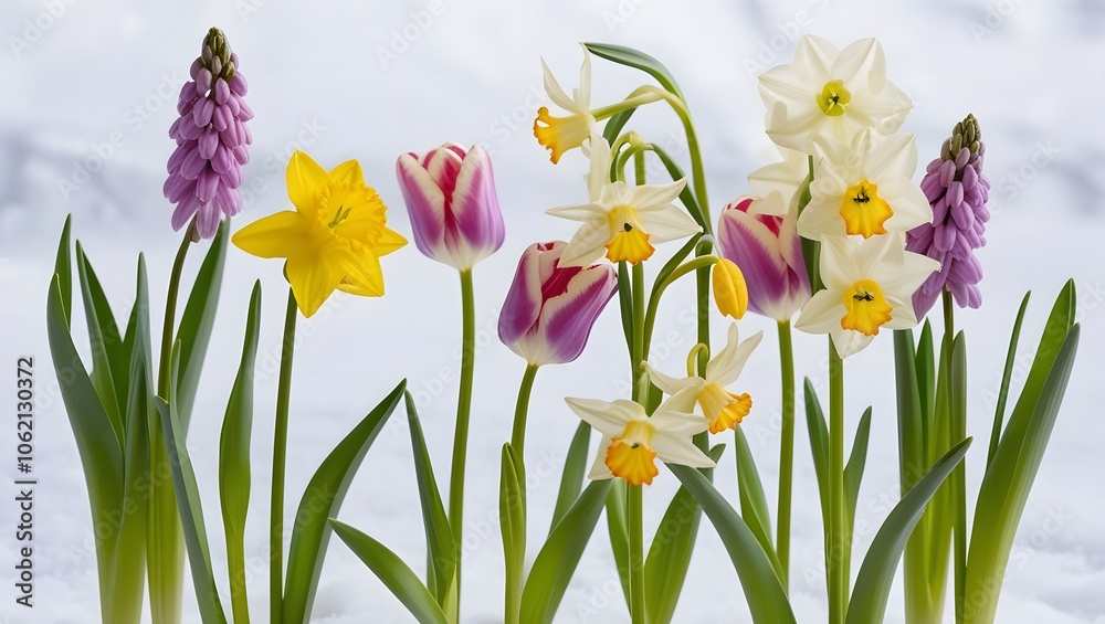 Obraz premium spring flowers in the flower bed.