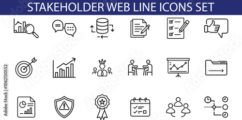 Stakeholder Web Line Icon Set For Business