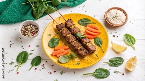 Wallpaper Mural Turkish Kebab with Grilled Meat and Vegetables – Ideal for Middle Eastern Cuisine Blogs, Recipe Sites, Street Food Features, and Food Photography Torontodigital.ca