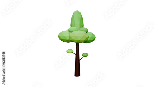 Tree 3d icon on white background. Green tree in cartoon style. Design element. Vector illustration.