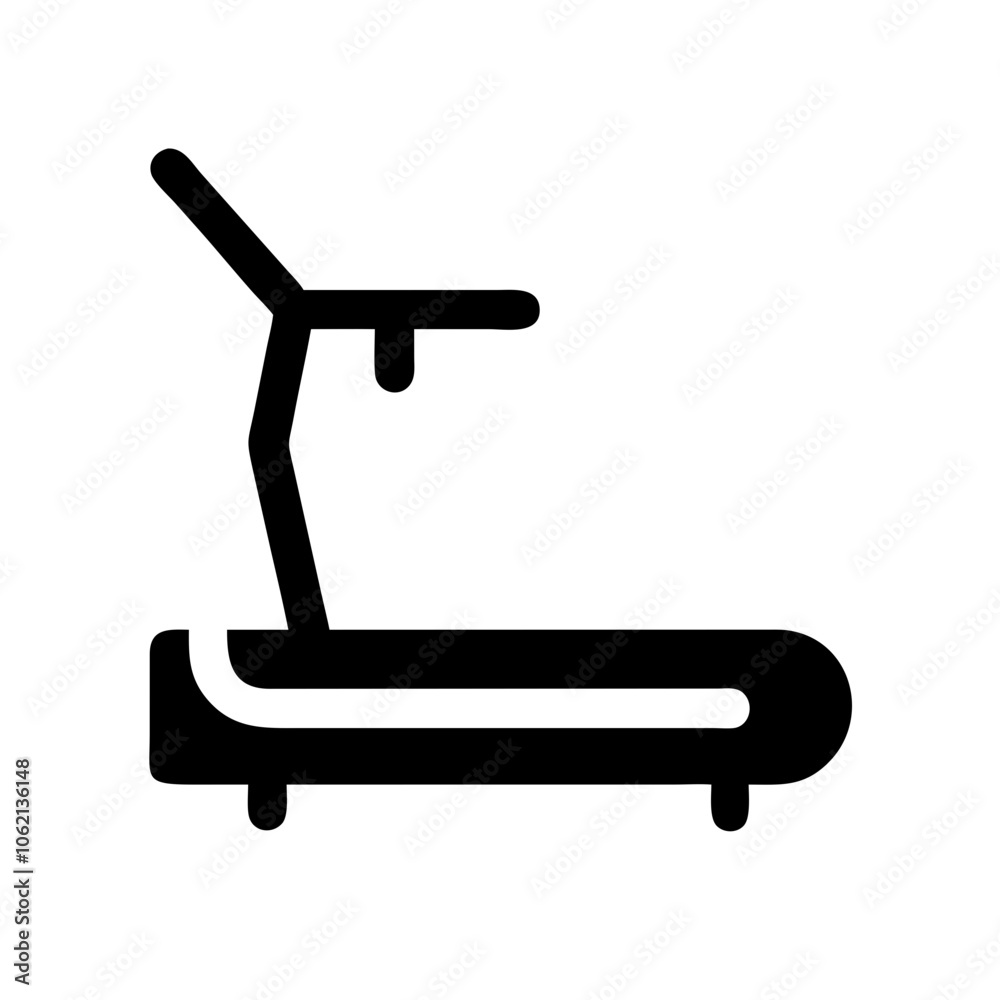 Simple treadmill icon representing fitness and indoor exercise equipment. Simple treadmill icon representing fitness and indoor exercise equipment.