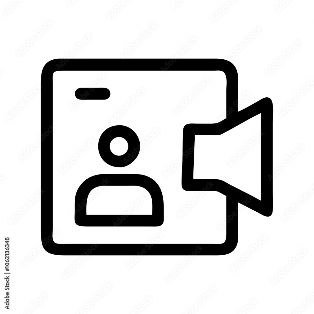 Icon of a video call screen, representing online communication and meetings. Icon of a video call screen, representing online communication and meetings.