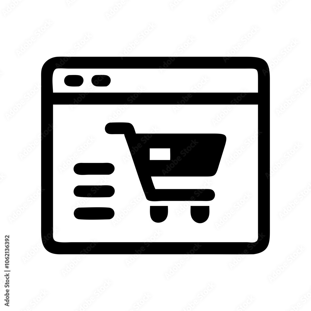 Icon of a shopping cart, representing e-commerce and retail shopping. Icon of a shopping cart, representing e-commerce and retail shopping.