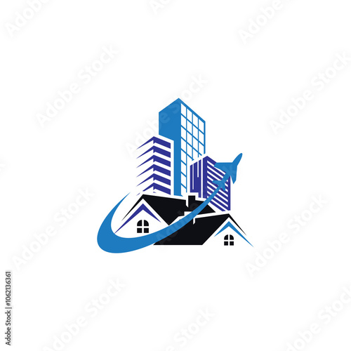 Fototapeta Naklejka Na Ścianę i Meble -  home and aeroplane designed logo.eps