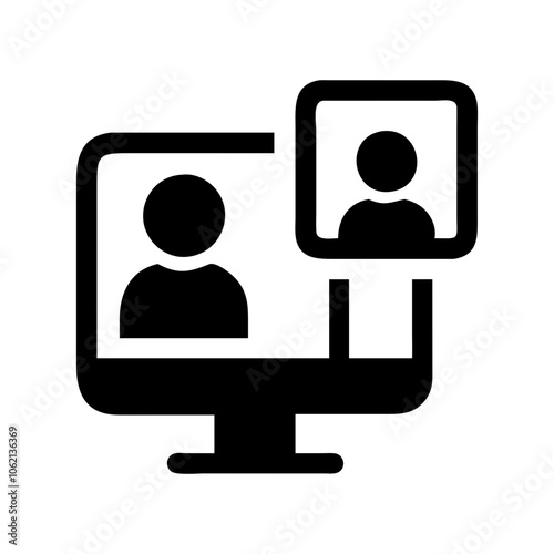 Icon of a virtual meeting, symbolizing online collaboration and remote work.