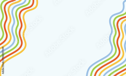 Wavy colorful lines in the corner on a white background