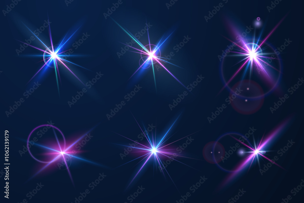 The image shows a multi-colored starlight including sunlight and dawn effect. Rainbow star. The star shines with a rainbow of red yellow and blue colors. Optical effect of fire light. Vector lens The image shows a multi-colored starlight including sunlight and dawn effect. Rainbow star. The star shines with a rainbow of red yellow and blue colors. Optical effect of fire light. Vector lens