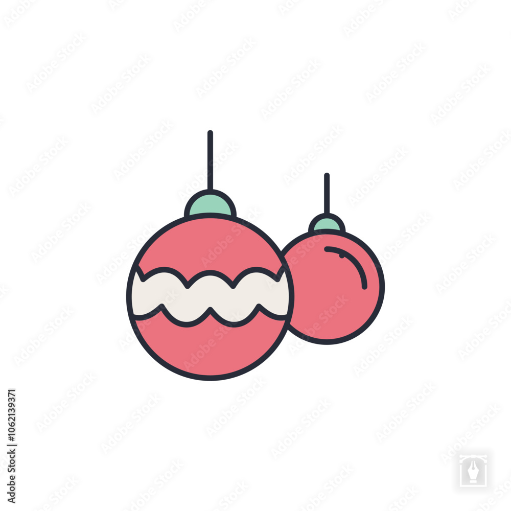 Obraz premium Christmas balls icon. Christmas balls Symbol sign for mobile concept and web design. Vector icon, Logo illustration, Vector graphics