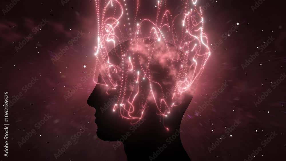 uman head silhouette with radial particle effect uman head silhouette with radial particle effect