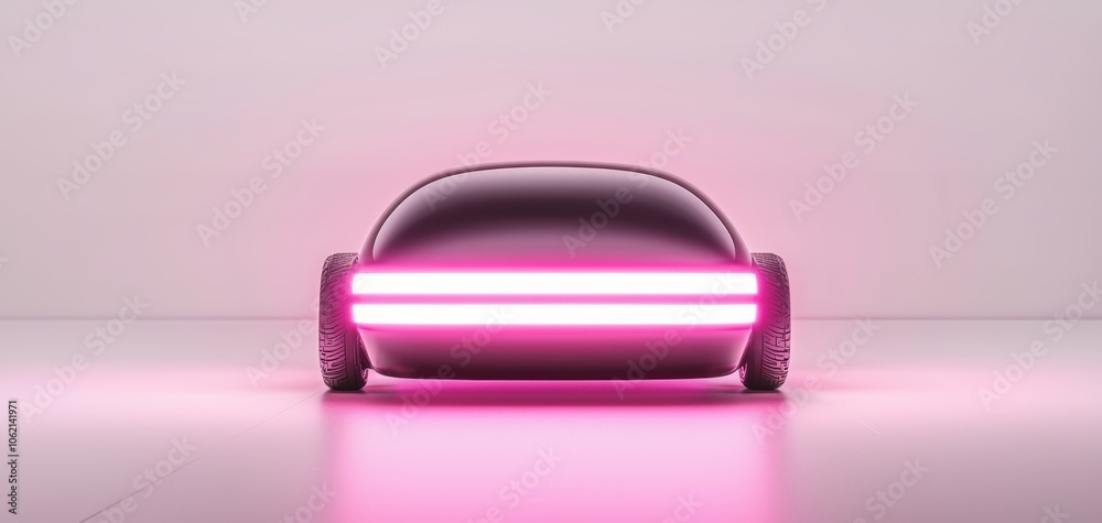 Futuristic car on neon-lit street, urban setting, 3D illustration, isolated on white background Futuristic car on neon-lit street, urban setting, 3D illustration, isolated on white background
