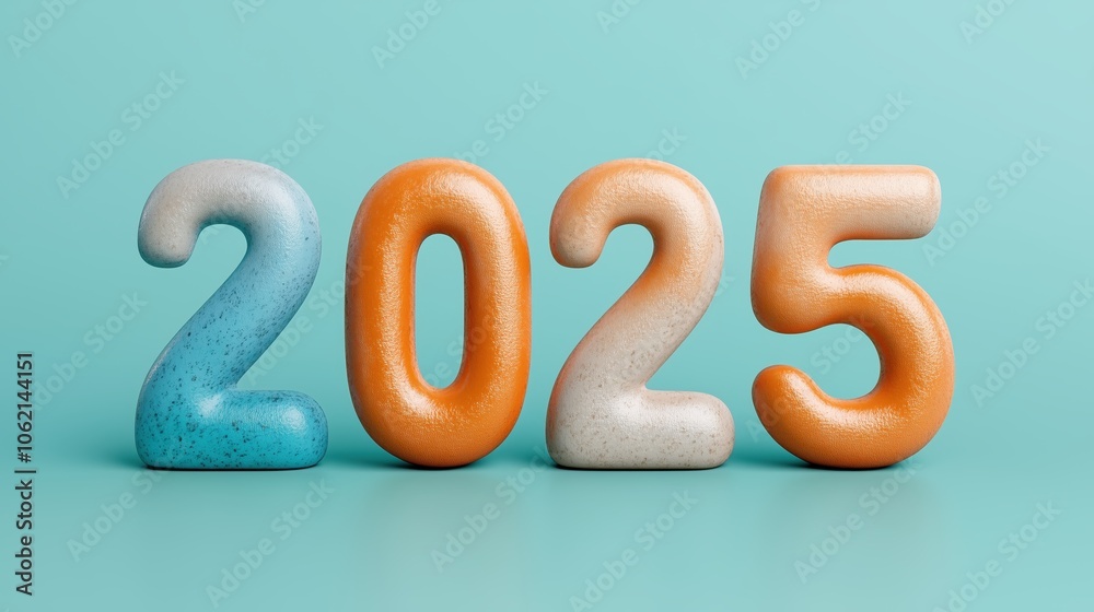 A colorful 3D representation of the year 2025, featuring bold, rounded numbers on a bright background A colorful 3D representation of the year 2025, featuring bold, rounded numbers on a bright background