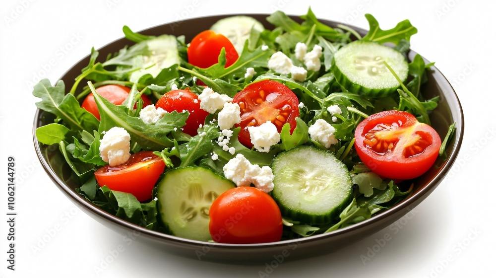 Fresh Salad with Tomatoes, Cucumbers, Feta Cheese and Arugula Fresh Salad with Tomatoes, Cucumbers, Feta Cheese and Arugula