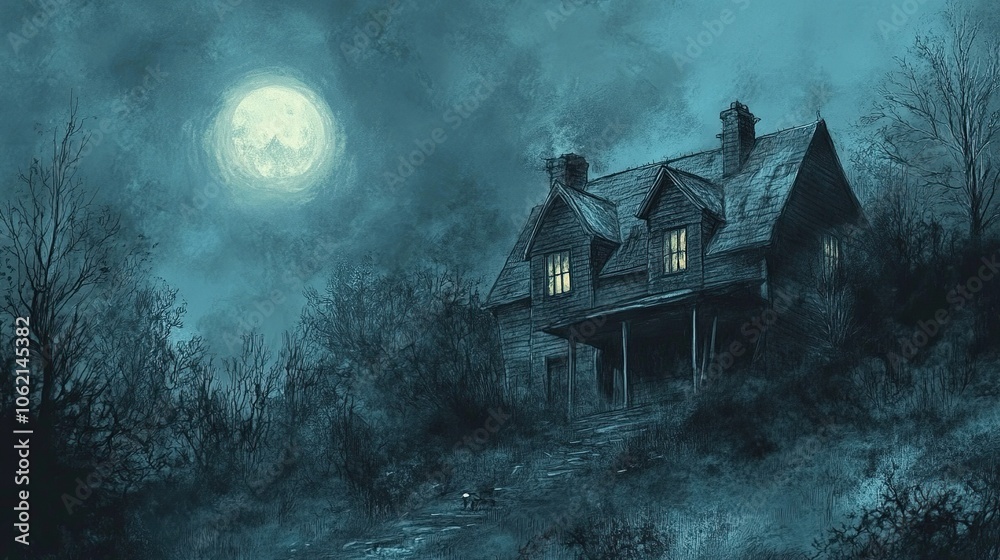 A spooky Halloween horror story told through a series of illustrations, each depicting a terrifying moment. A spooky Halloween horror story told through a series of illustrations, each depicting a terrifying moment.