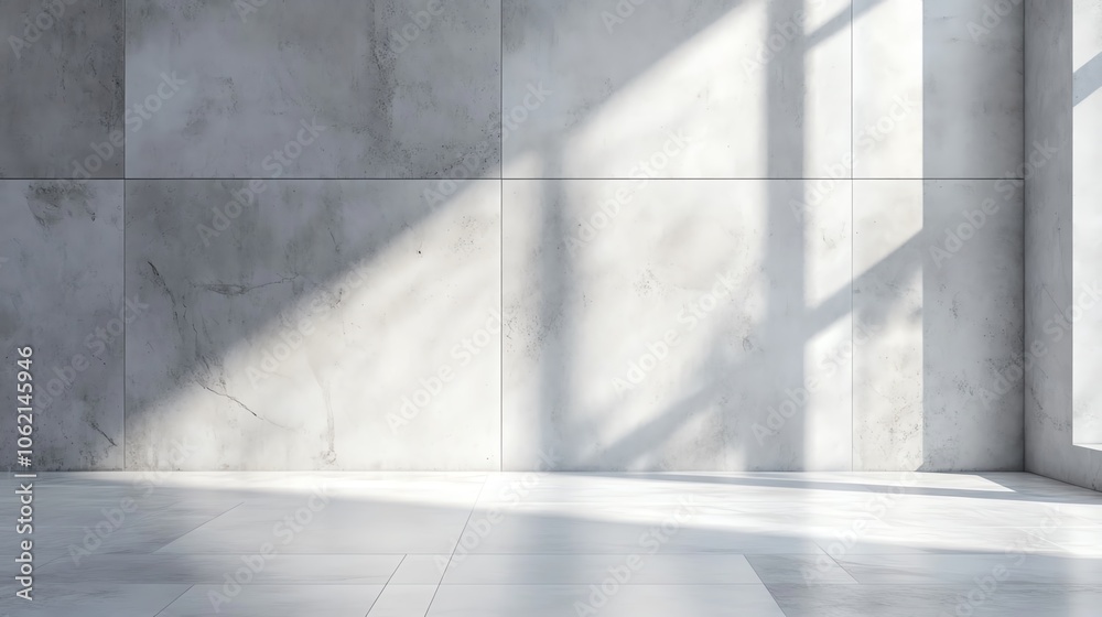 A modern interior space showcasing a concrete wall illuminated by natural light, perfect for contemporary design concepts. A modern interior space showcasing a concrete wall illuminated by natural light, perfect for contemporary design concepts.