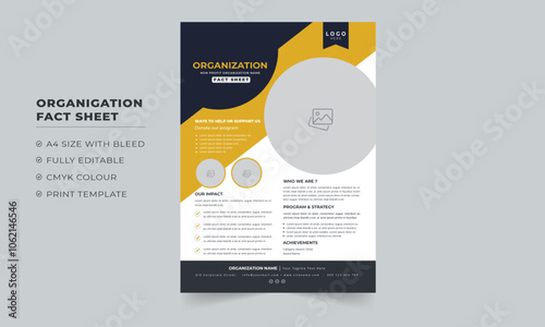 customizable Nonprofit Organization Fact Sheet or Minimalist Organization Fact Sheet for presentation