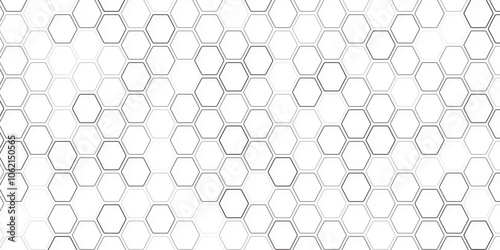 Black honeycomb on a white background. Isometric geometry. On a white sheet of geometric hexagonal figures in the form of honeycombs.