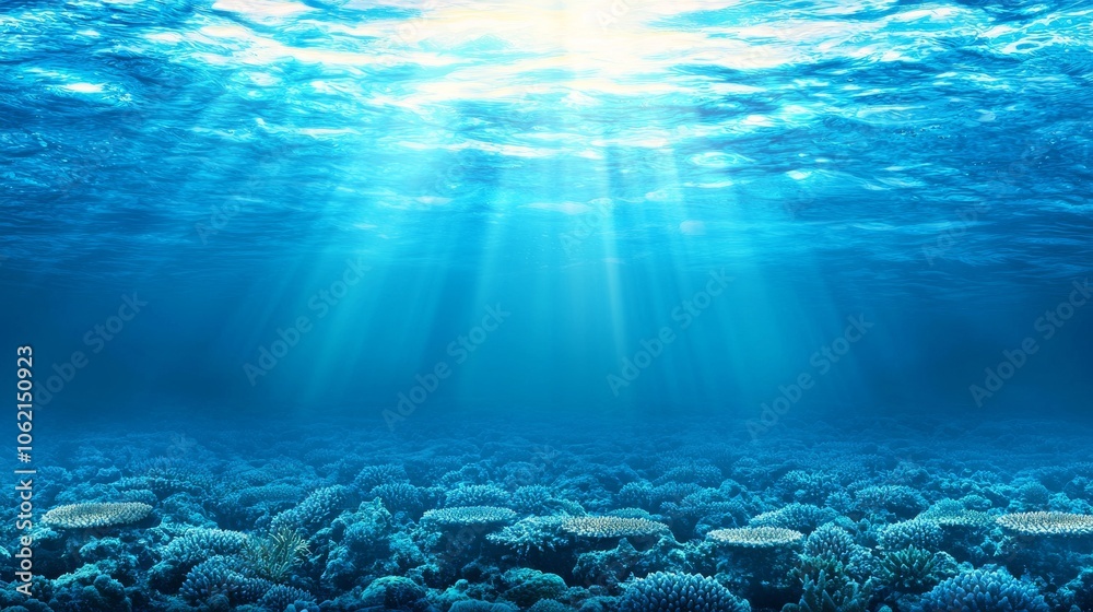 Obraz premium Background of sunbeams and sea deep.