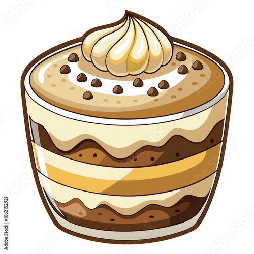 Tiramisu vector and illustration isolated on white background.