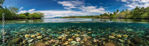Panel kuchenny z motywem View of the lake from under water  