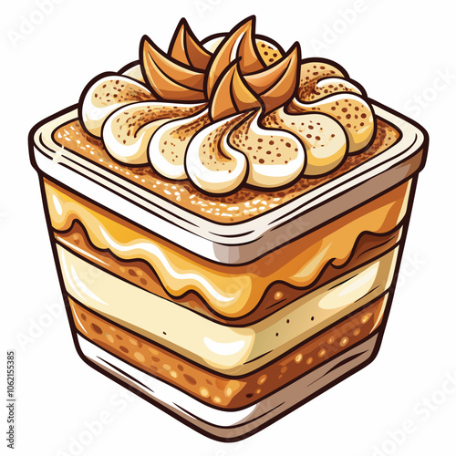 Tiramisu vector and illustration isolated on white background.