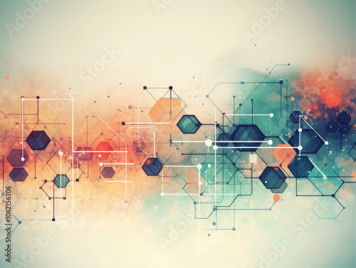 Abstract Geometric Background with Hexagons and Lines
