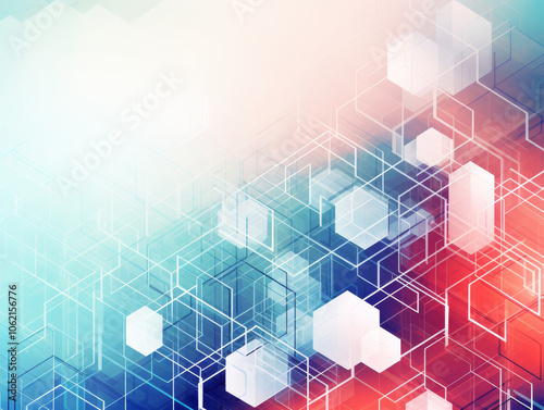 Futuristic Abstract Background with Overlapping Transparent Hexagonal Shapes and Dynamic Gradient for Modern Digital Designs