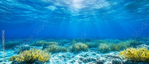 Marine algae, Macrocystis pyrifera, form important habitats underwater along the California coast. photo