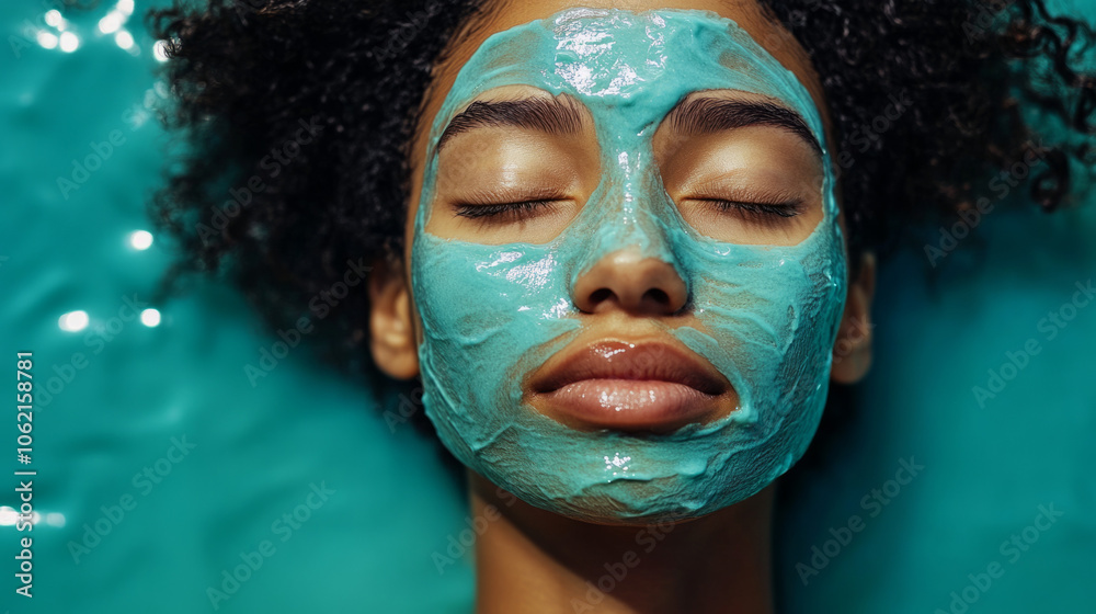 A woman relaxes with a blue facial mask at a spa during a wellness retreat A woman relaxes with a blue facial mask at a spa during a wellness retreat