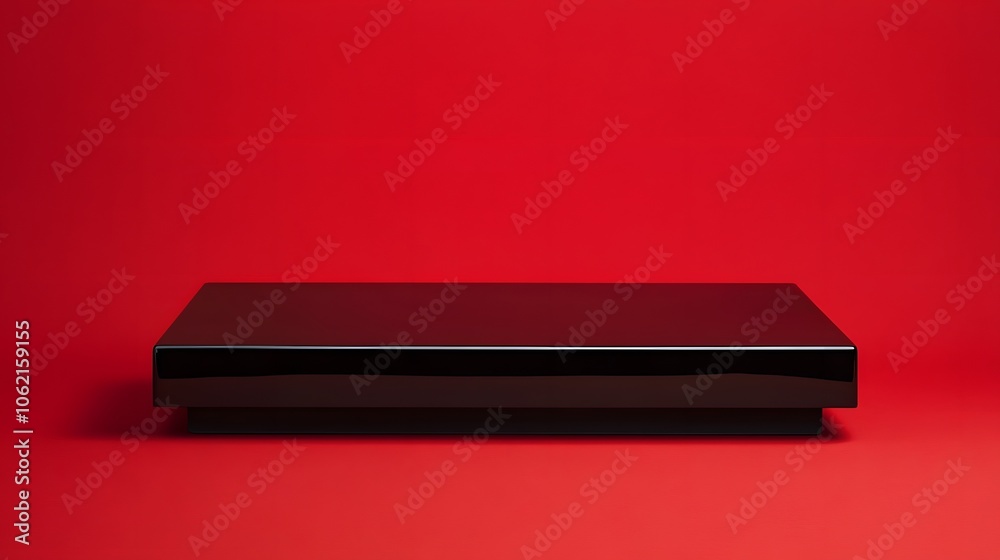 Black Rectangular Display Platform on Red Background
Black Rectangular Display Platform on Red Background