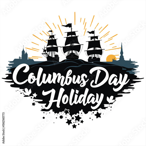 Columbus day holiday typography illustration vector