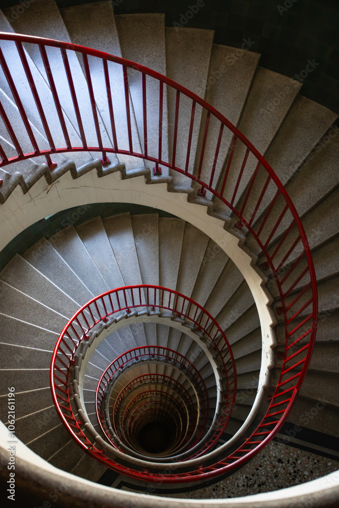 Fototapeta premium Spiral staircase in Ljubljana's Skyscraper
