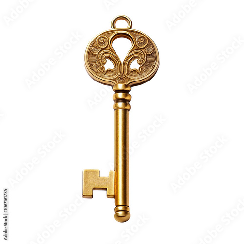 Wallpaper Mural Golden antique key, front view, isolated transparent background illustration Torontodigital.ca