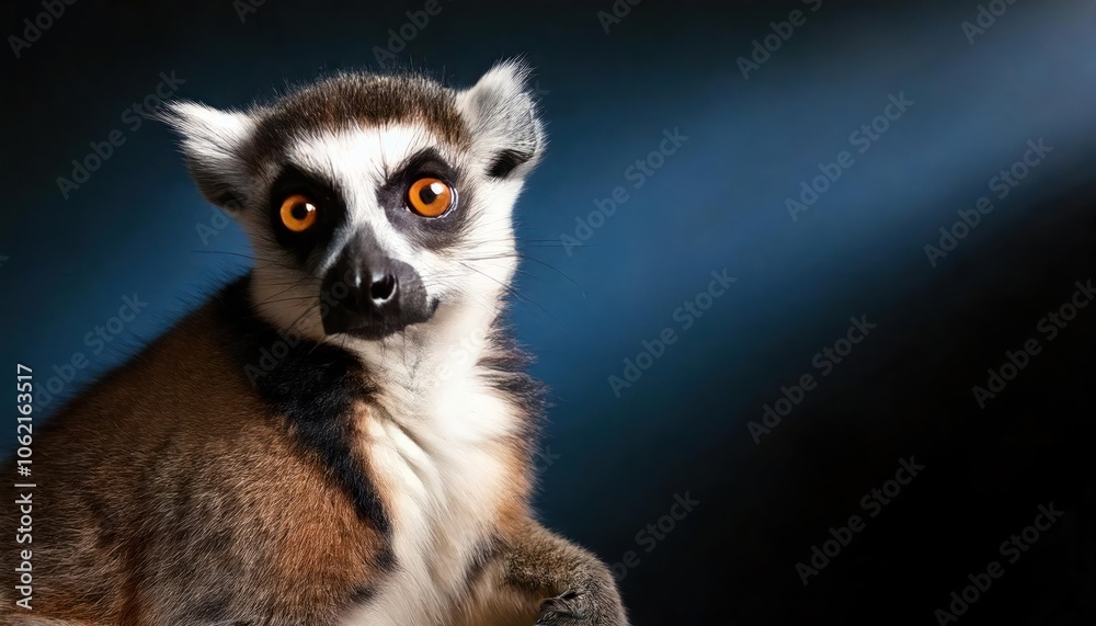 a ring-tailed lemur focused on the camera, surrounded by sharp trees in the background a ring-tailed lemur focused on the camera, surrounded by sharp trees in the background