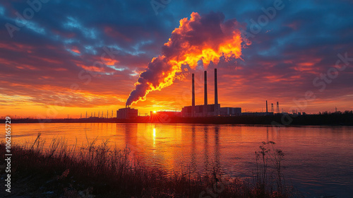 modern waste-to-energy plant with smoke-free chimneys, converting waste into clean energy, advanced waste management photo