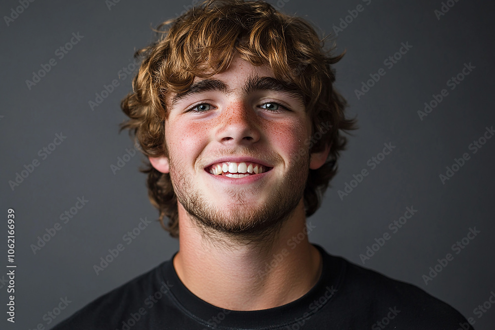 Obraz premium Portrait of smiling white cute teenage boy