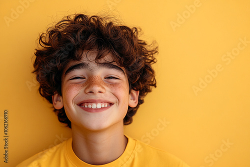 Portrait of smiling white cute teenage boy